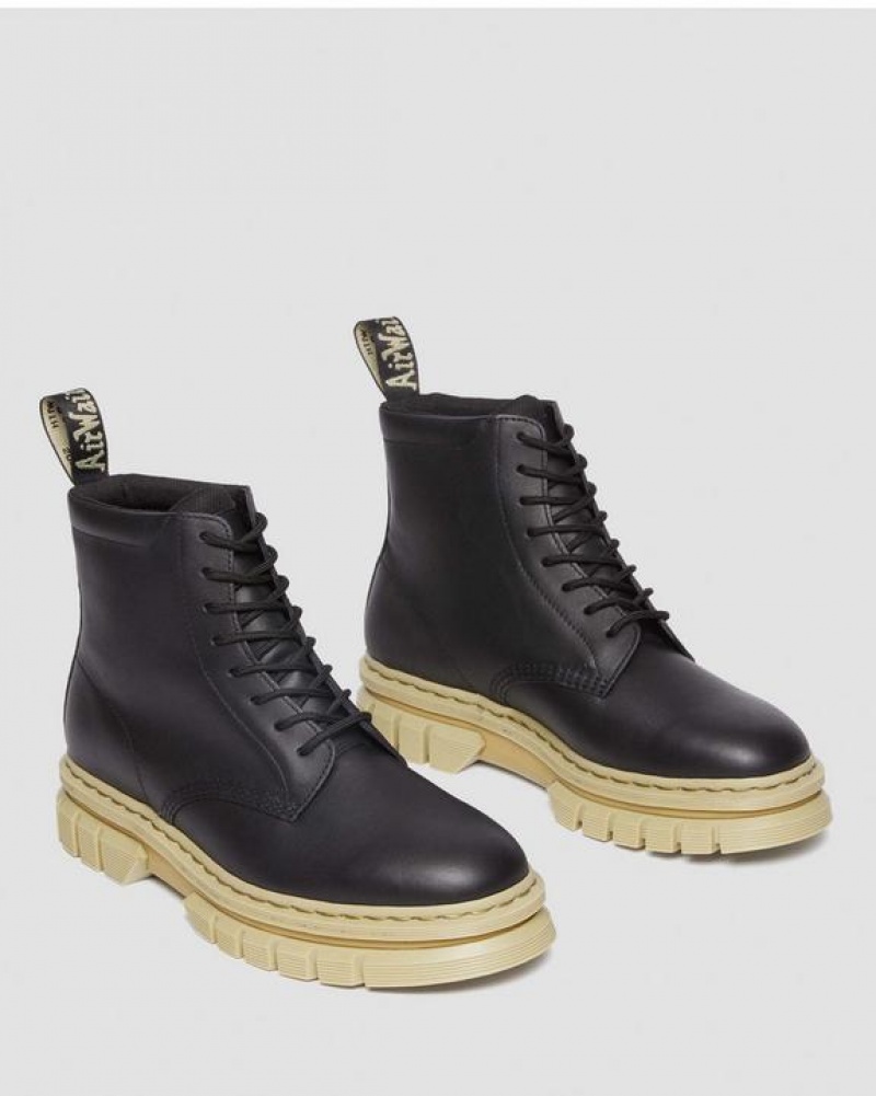 Women's Dr Martens Rikard Contrast Sole Platform Lace Up Boots Black | Australia_Dr17774