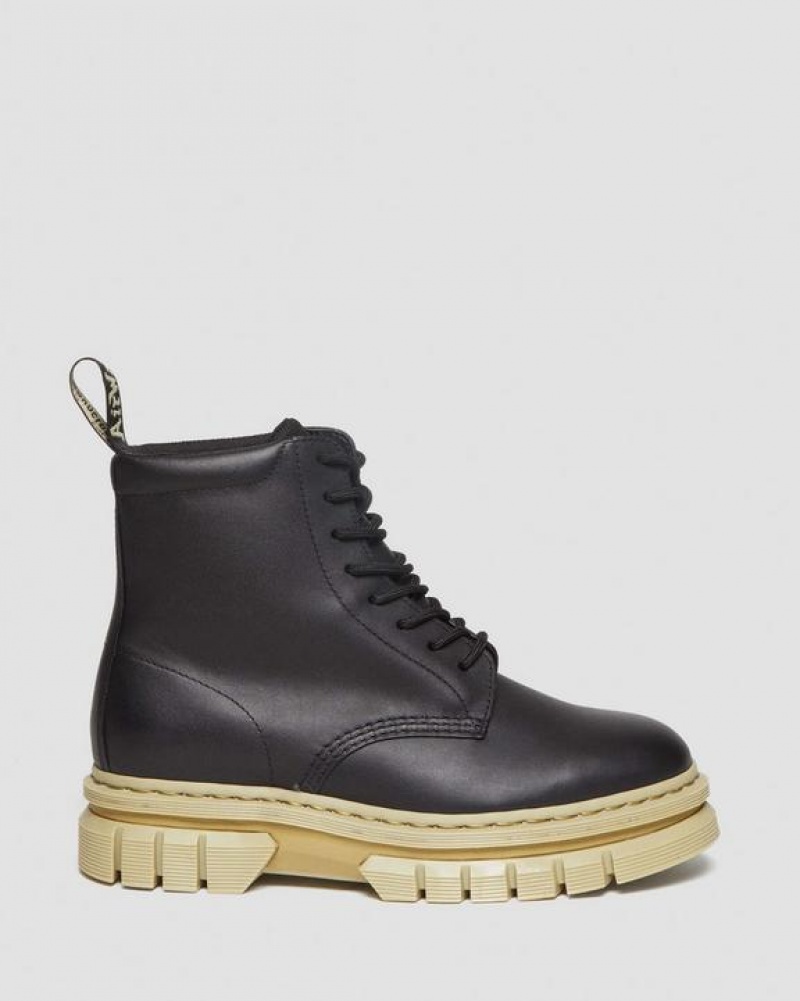 Women's Dr Martens Rikard Contrast Sole Platform Lace Up Boots Black | Australia_Dr17774