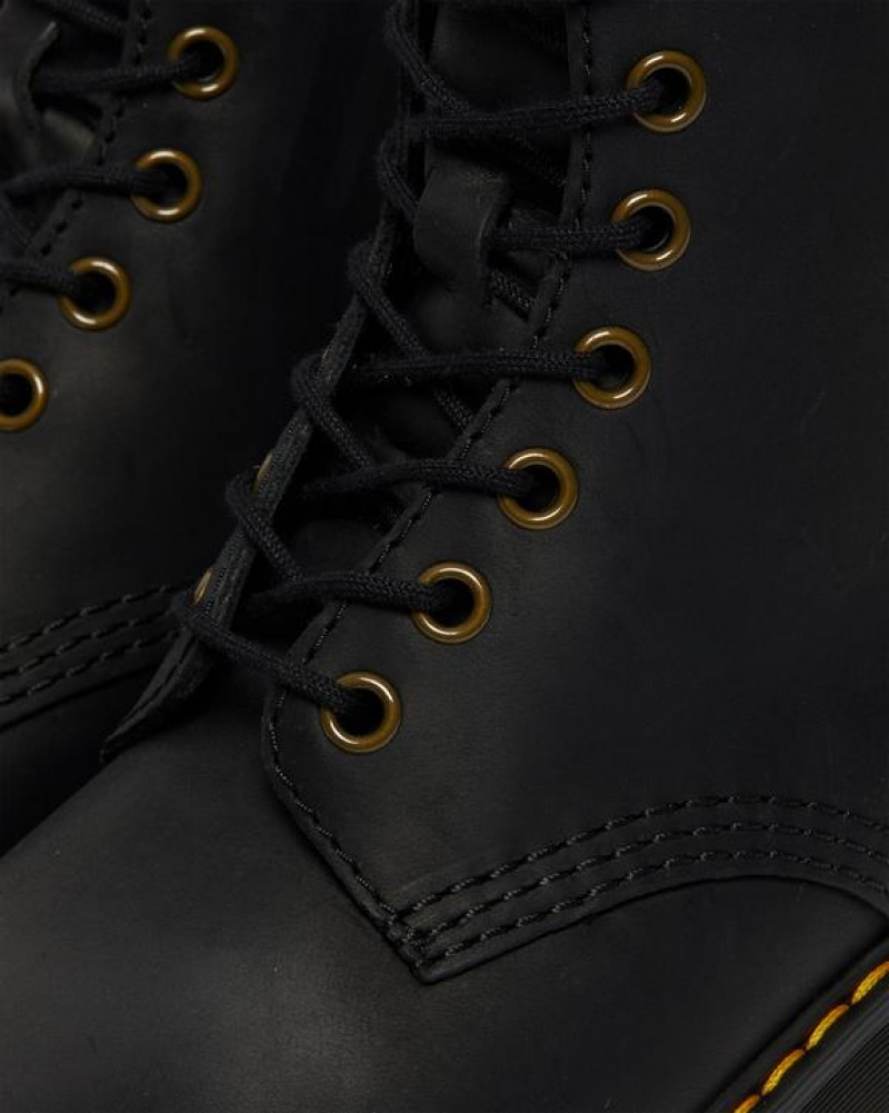 Women's Dr Martens Shriver Hi Women's Wyoming Leather Heeled Boots Black | Australia_Dr78675