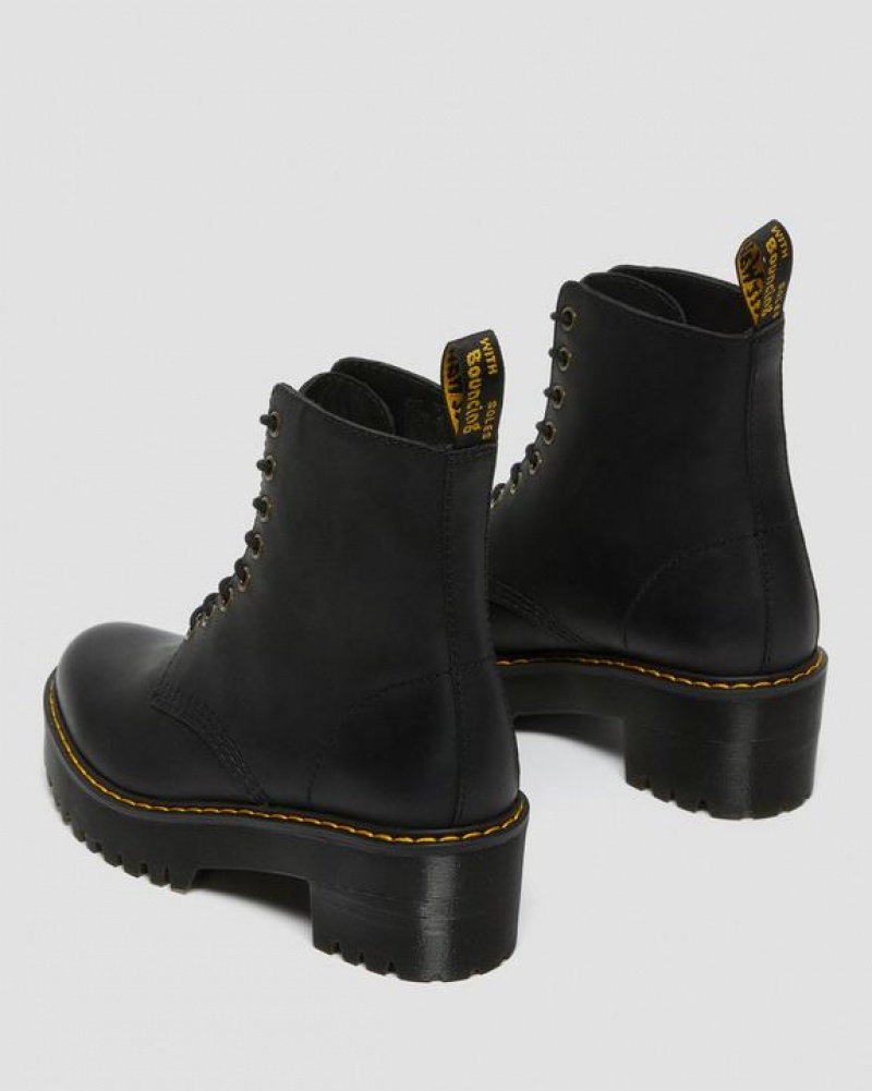 Women's Dr Martens Shriver Hi Women's Wyoming Leather Heeled Boots Black | Australia_Dr78675