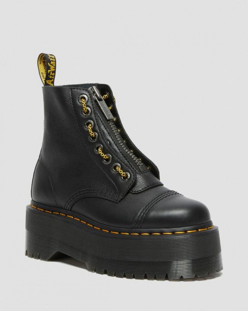 Women\'s Dr Martens Sinclair Max Pisa Leather Platform Boots Black | Australia_Dr24716