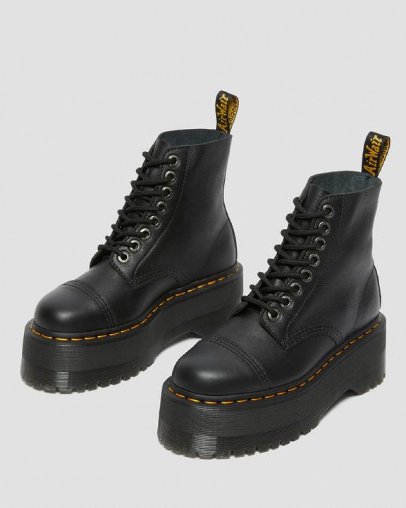 Women's Dr Martens Sinclair Max Pisa Leather Platform Shoes Black | Australia_Dr46533