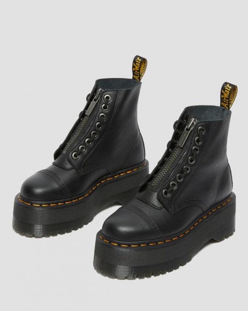 Women's Dr Martens Sinclair Max Pisa Leather Platform Shoes Black | Australia_Dr46533