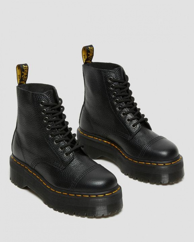 Women's Dr Martens Sinclair Milled Nappa Leather Platform Boots Black | Australia_Dr89889