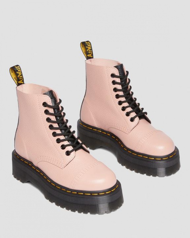 Women's Dr Martens Sinclair Milled Nappa Leather Platform Boots Coral Beige | Australia_Dr80331