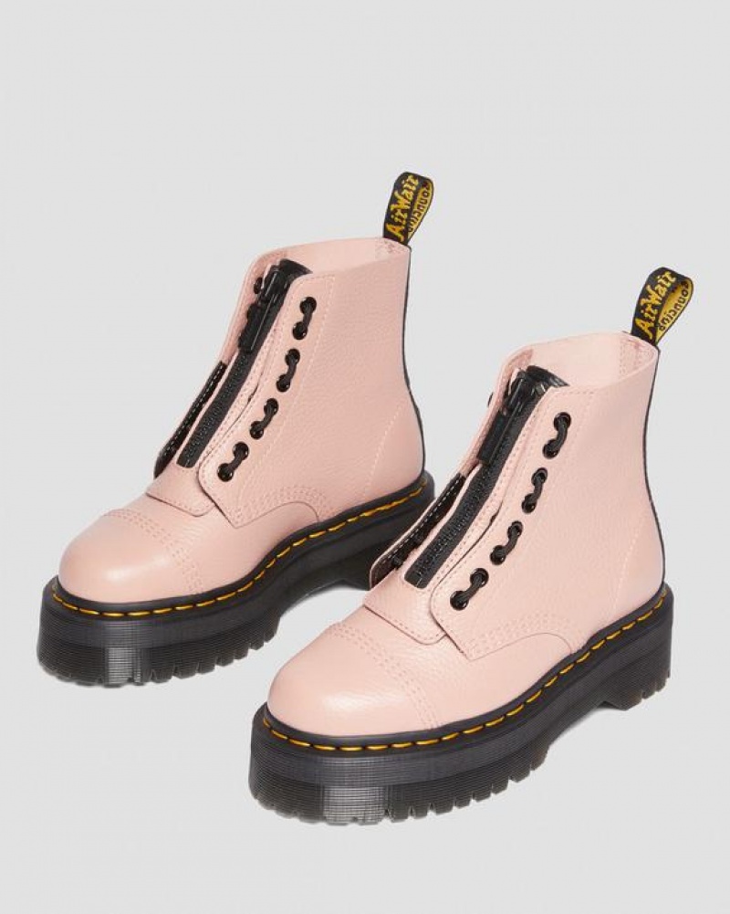 Women's Dr Martens Sinclair Milled Nappa Leather Platform Boots Coral Beige | Australia_Dr80331