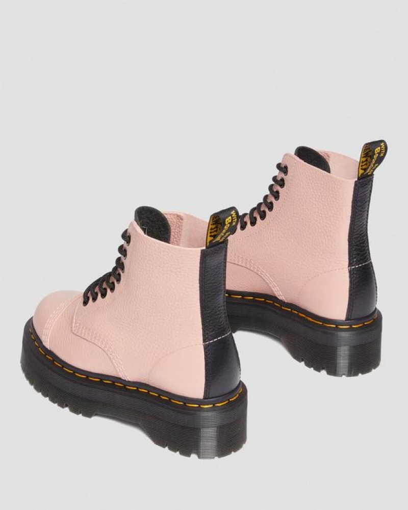 Women's Dr Martens Sinclair Milled Nappa Leather Platform Boots Coral Beige | Australia_Dr80331