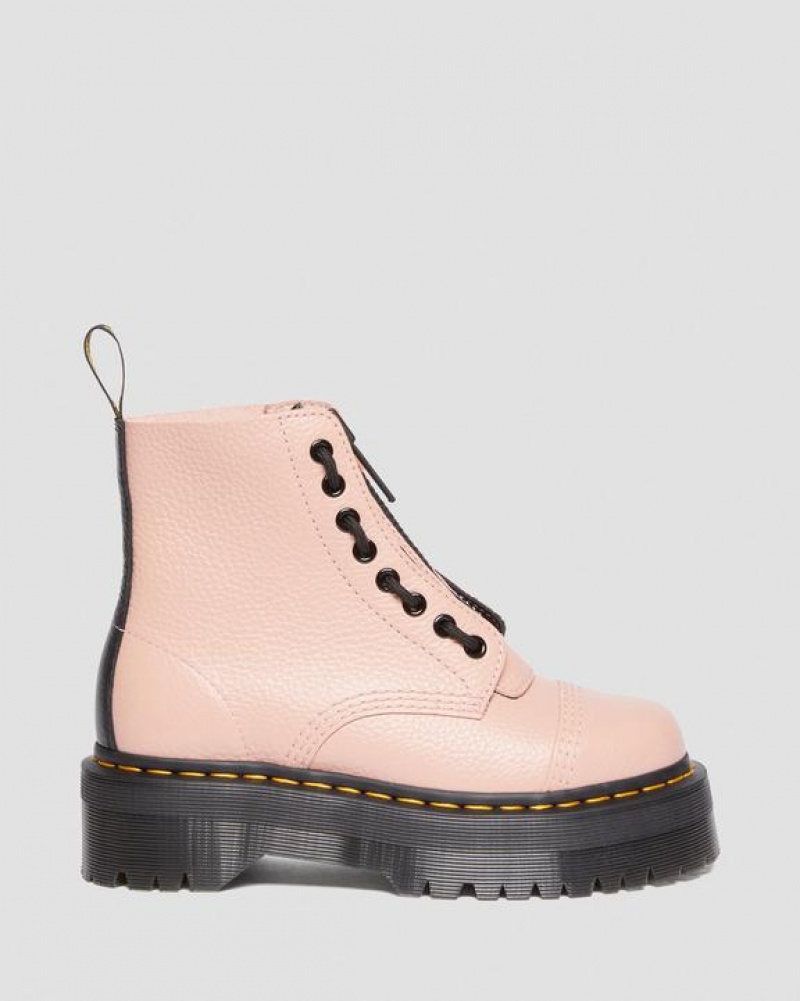 Women's Dr Martens Sinclair Milled Nappa Leather Platform Boots Coral Beige | Australia_Dr80331