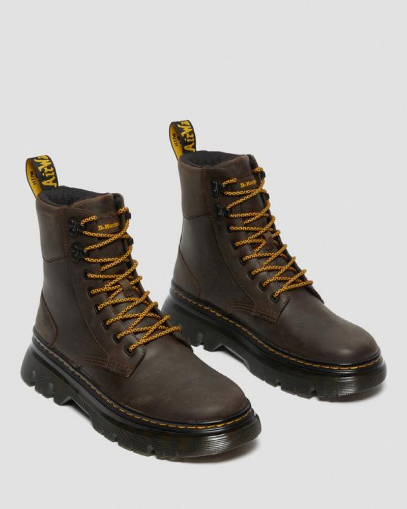 Women's Dr Martens Tarik Crazy Horse Leather Utility Boots Dark Brown | Australia_Dr78728