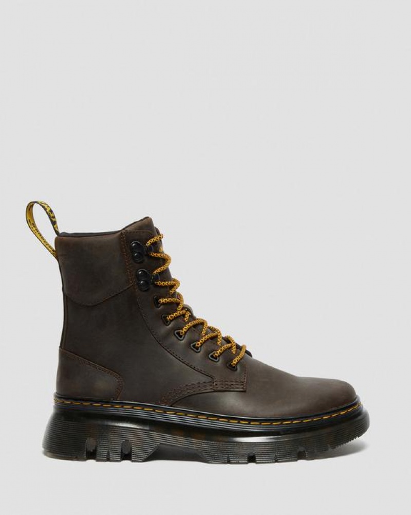 Women's Dr Martens Tarik Crazy Horse Leather Utility Boots Dark Brown | Australia_Dr78728