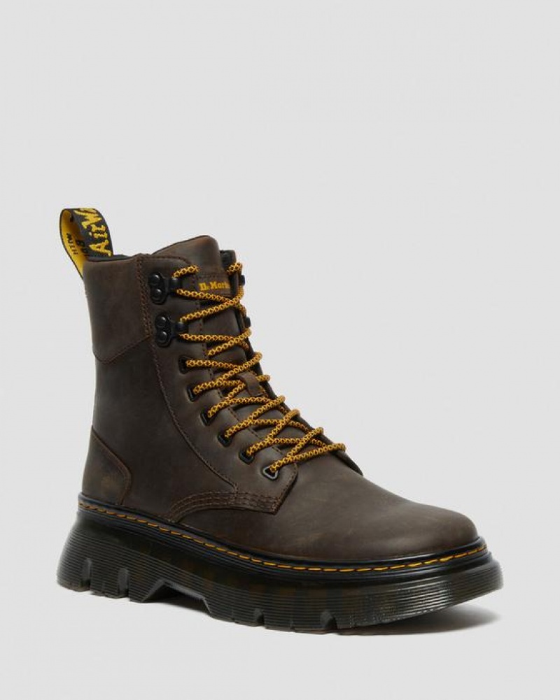 Women\'s Dr Martens Tarik Crazy Horse Leather Utility Boots Dark Brown | Australia_Dr78728