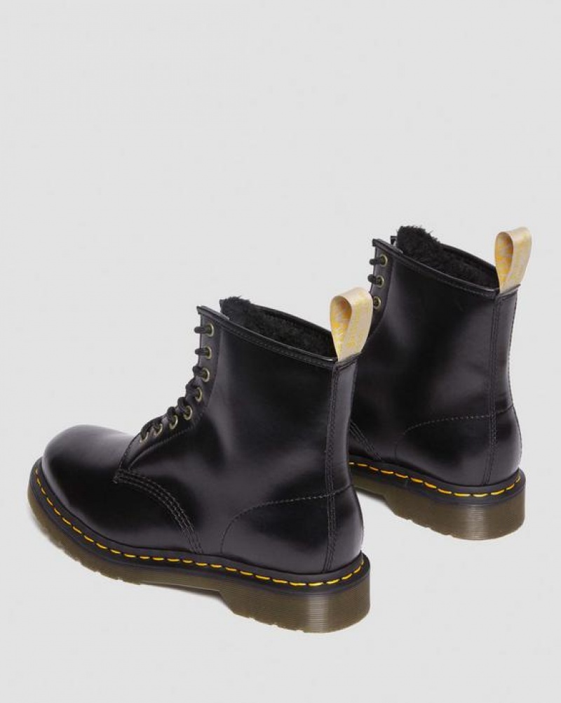 Women's Dr Martens Vegan 1460 Faux Fur Lined Lace Up Boots Black | Australia_Dr66970