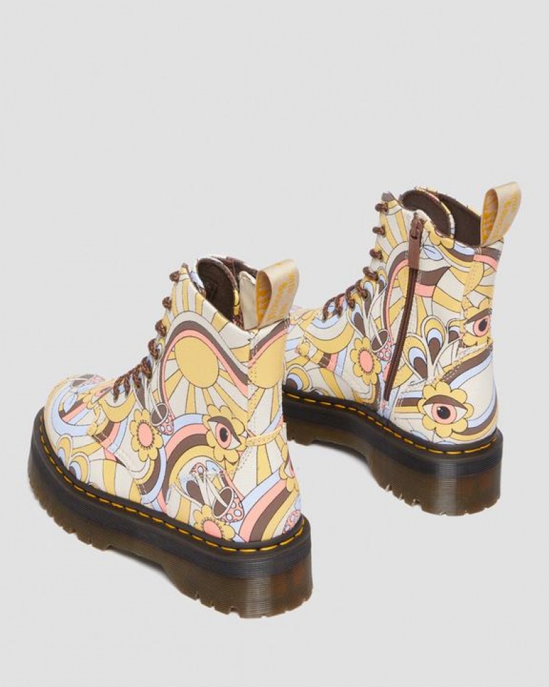 Women's Dr Martens Vegan Jadon Boot Retro Canvas Platforms Boots Yellow / Multicolor | Australia_Dr86641