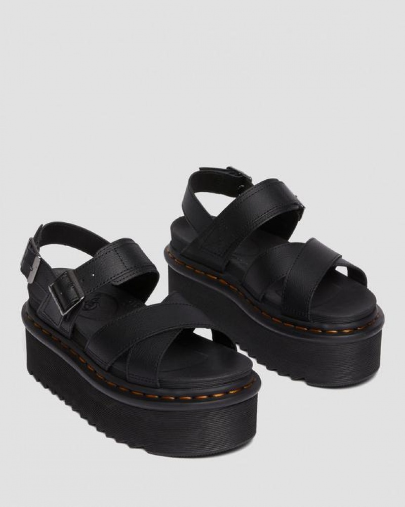 Women's Dr Martens Voss II Athena Leather Strap Platform Sandals Black | Australia_Dr81526