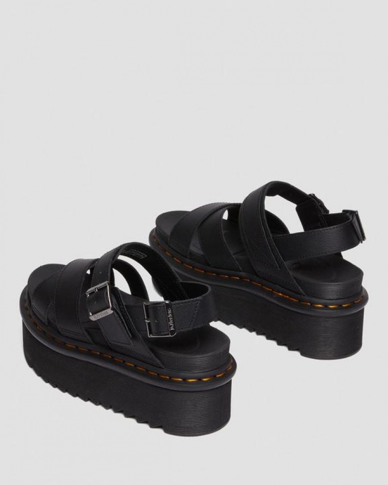 Women's Dr Martens Voss II Athena Leather Strap Platform Sandals Black | Australia_Dr81526