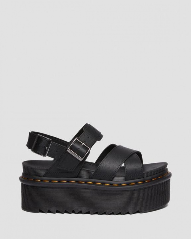 Women's Dr Martens Voss II Athena Leather Strap Platform Sandals Black | Australia_Dr81526