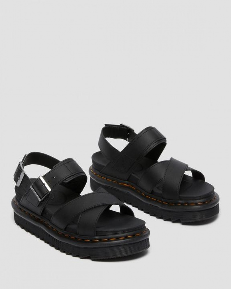 Women's Dr Martens Voss II Women's Leather Strap Sandals Black | Australia_Dr41555