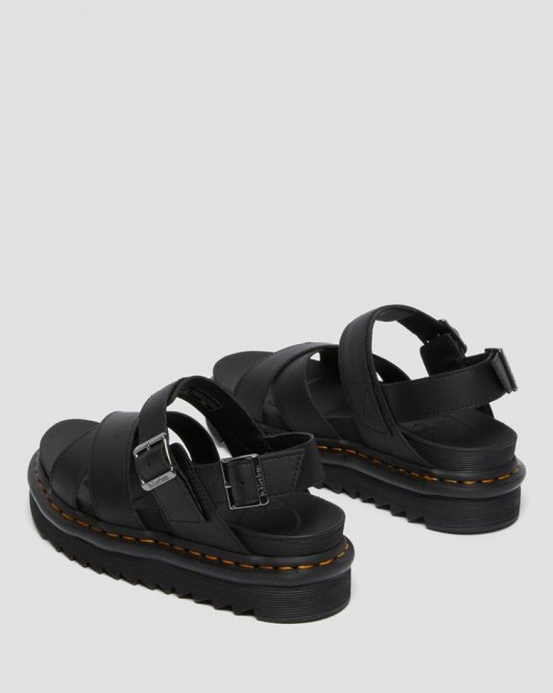 Women's Dr Martens Voss II Women's Leather Strap Sandals Black | Australia_Dr41555