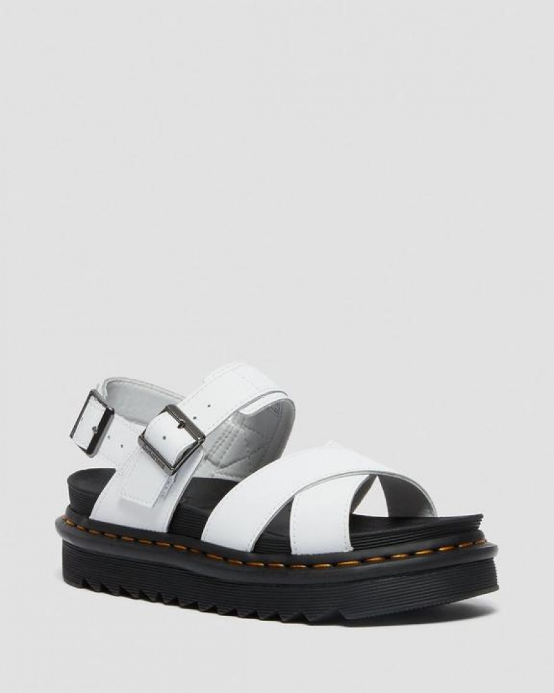 Women\'s Dr Martens Voss II Women's Leather Strap Sandals White | Australia_Dr22025