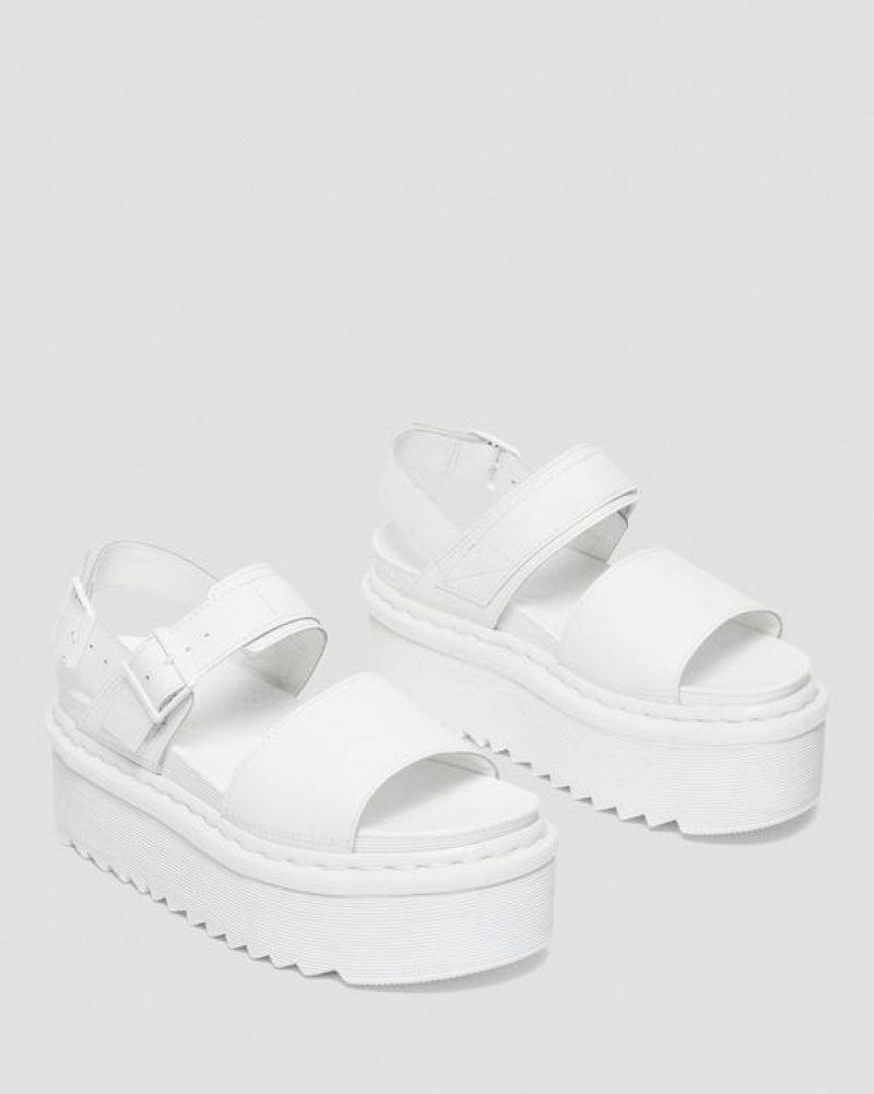 Women's Dr Martens Voss Mono Leather Platform Strap Sandals White | Australia_Dr66068