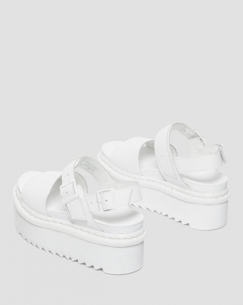 Women's Dr Martens Voss Mono Leather Platform Strap Sandals White | Australia_Dr66068