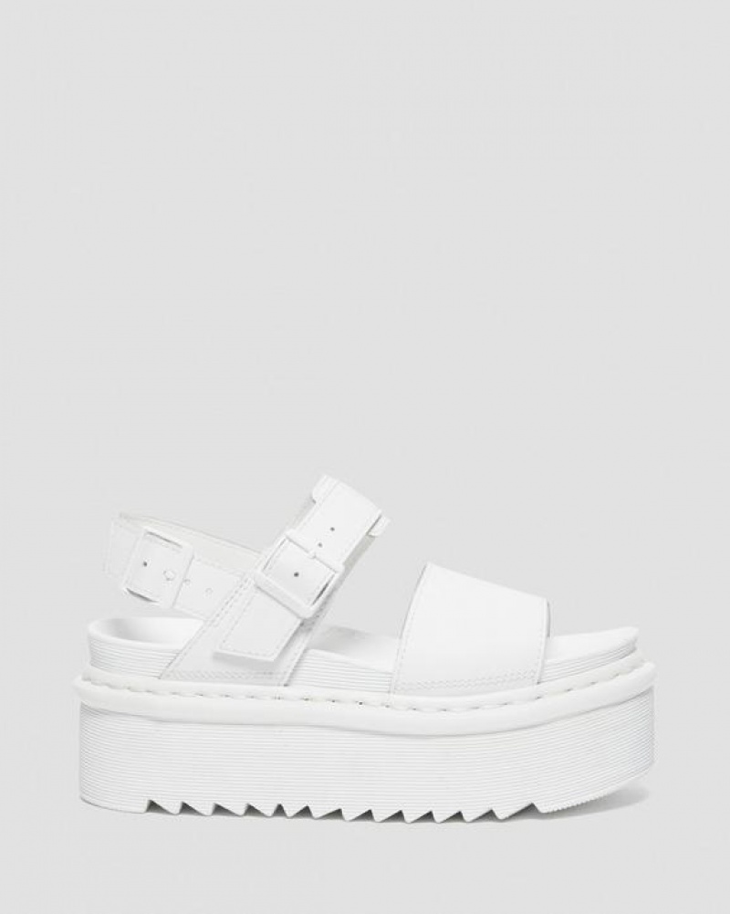 Women's Dr Martens Voss Mono Leather Platform Strap Sandals White | Australia_Dr66068