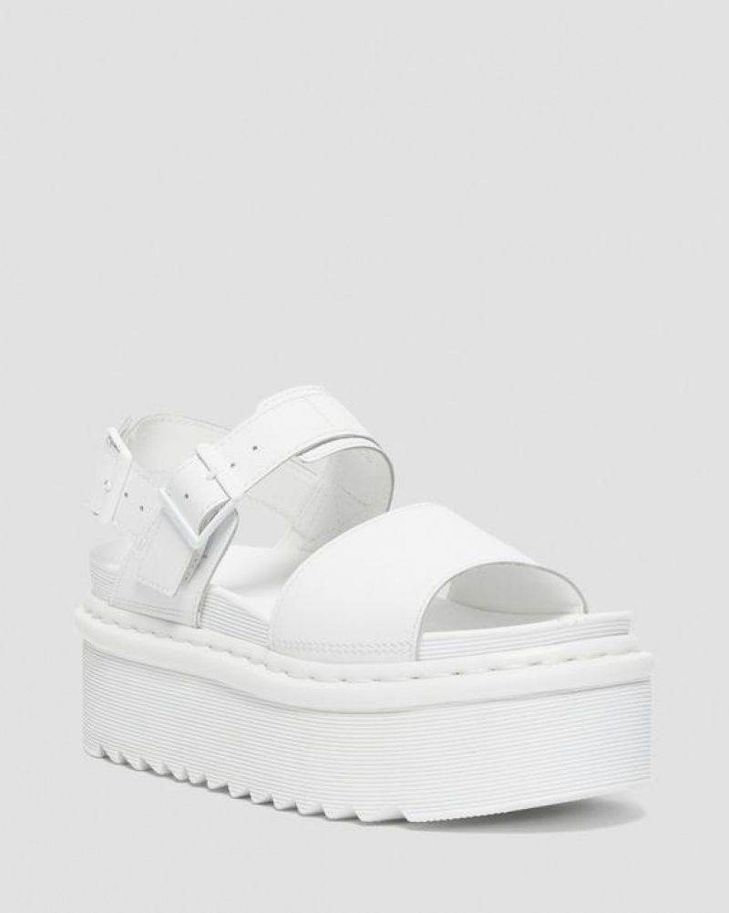 Women\'s Dr Martens Voss Mono Leather Platform Strap Sandals White | Australia_Dr66068